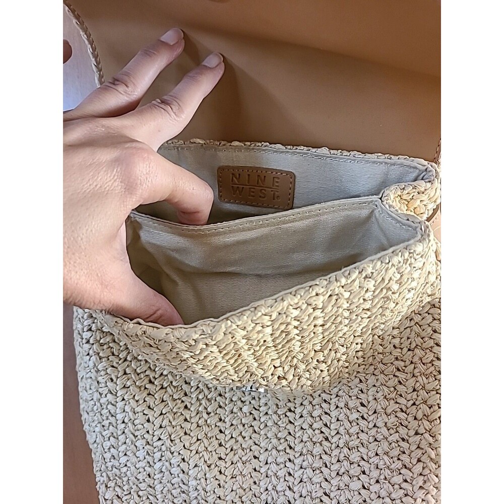 NINE WEST*Vegan* Straw Woven * 2 Tone Natural Colors*Nautical boho - Picture 4 of 13